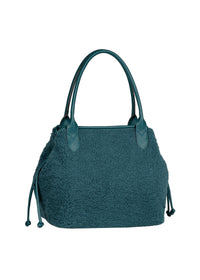Women's handbag - petrol teddy fur, Granada Fur Zip Shopper