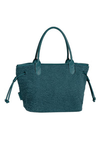 Women's handbag - petrol teddy fur, Granada Fur Zip Shopper