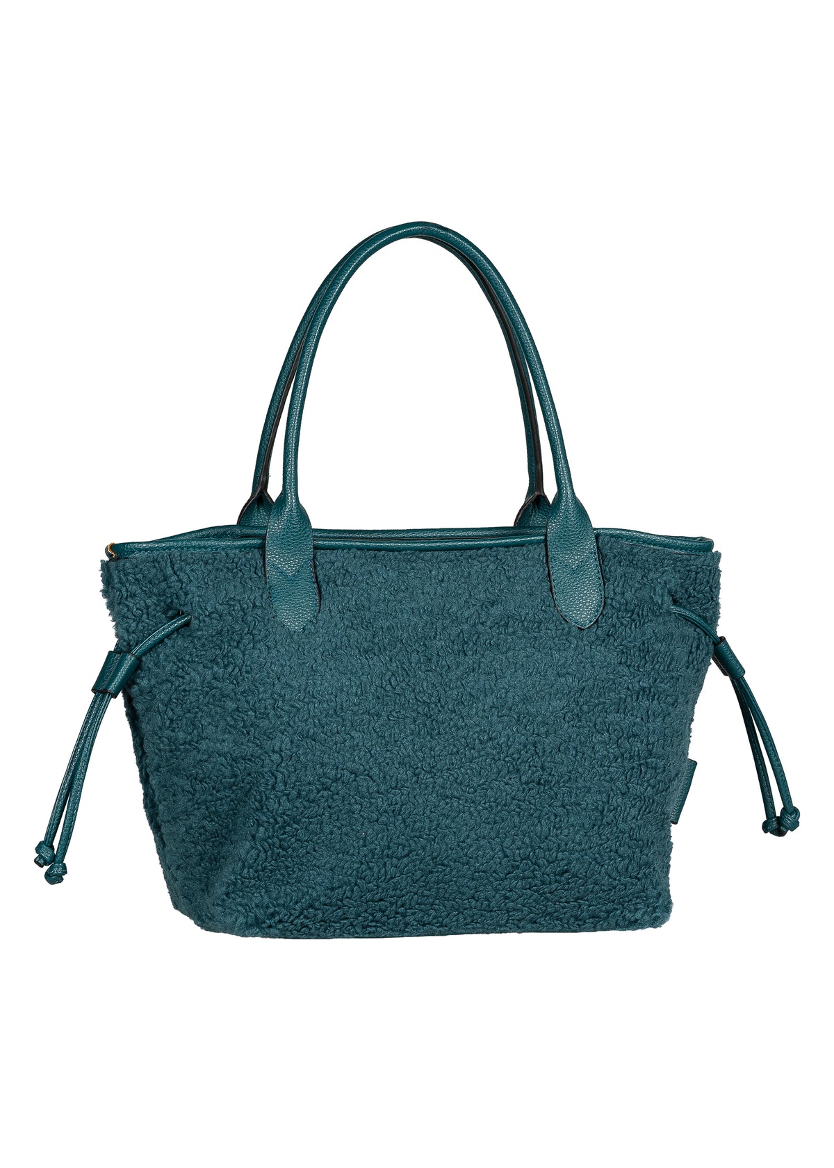Women's handbag - petrol teddy fur, Granada Fur Zip Shopper