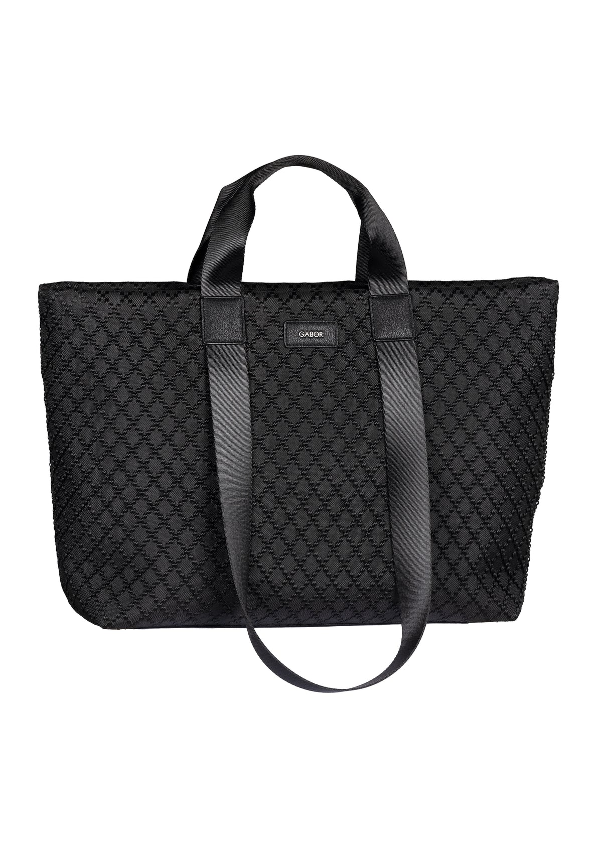 Women's handbag - black textile, Helmea Zip Shopper