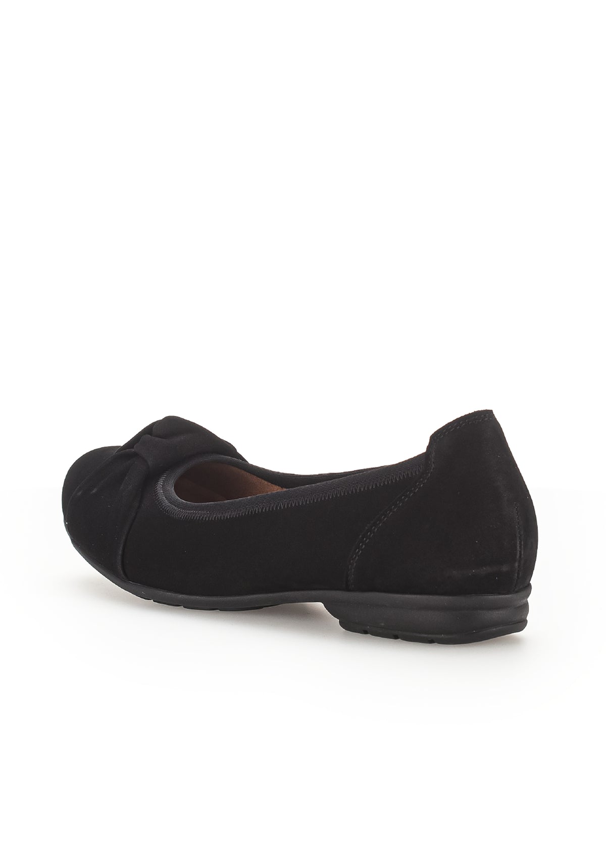 Ballet flats - black leather, bow decoration