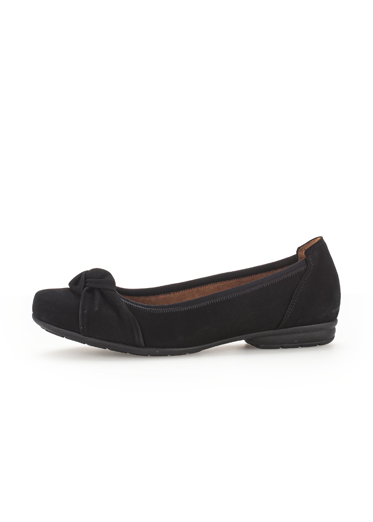 Ballet flats - black leather, bow decoration