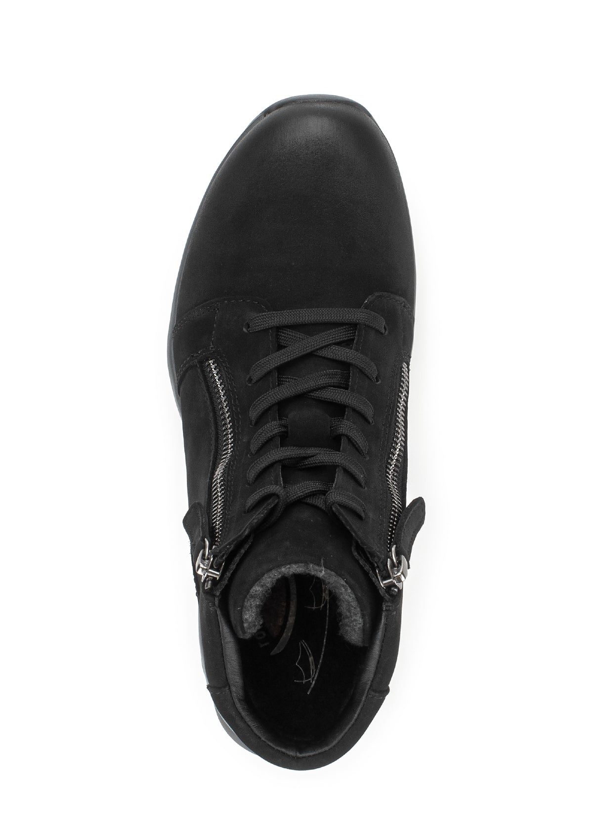 Ankle boots with two zippers – black leather, Rollingsoft