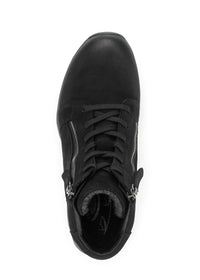 Ankle boots with two zippers – black leather, Rollingsoft