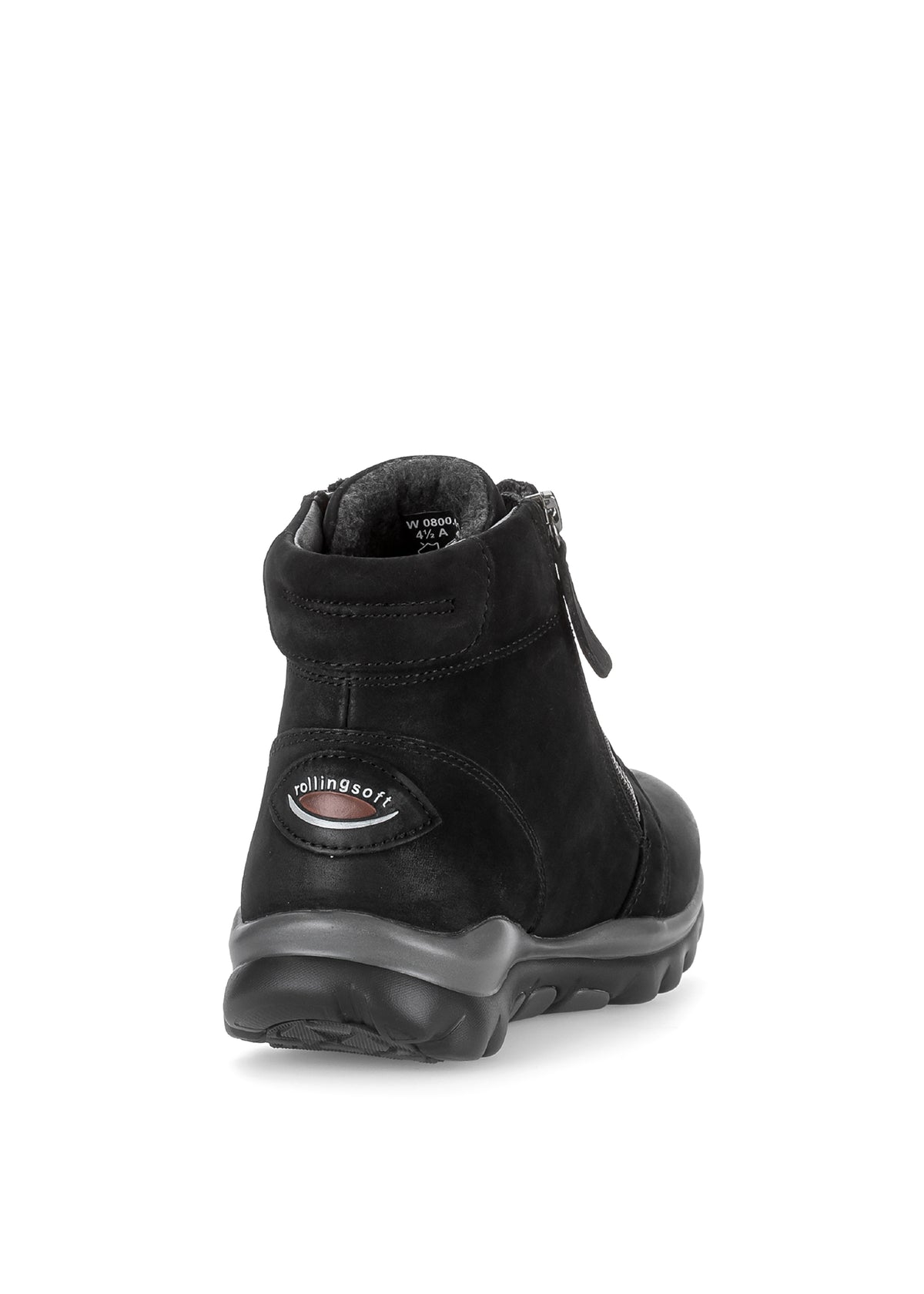 Ankle boots with two zippers – black leather, Rollingsoft