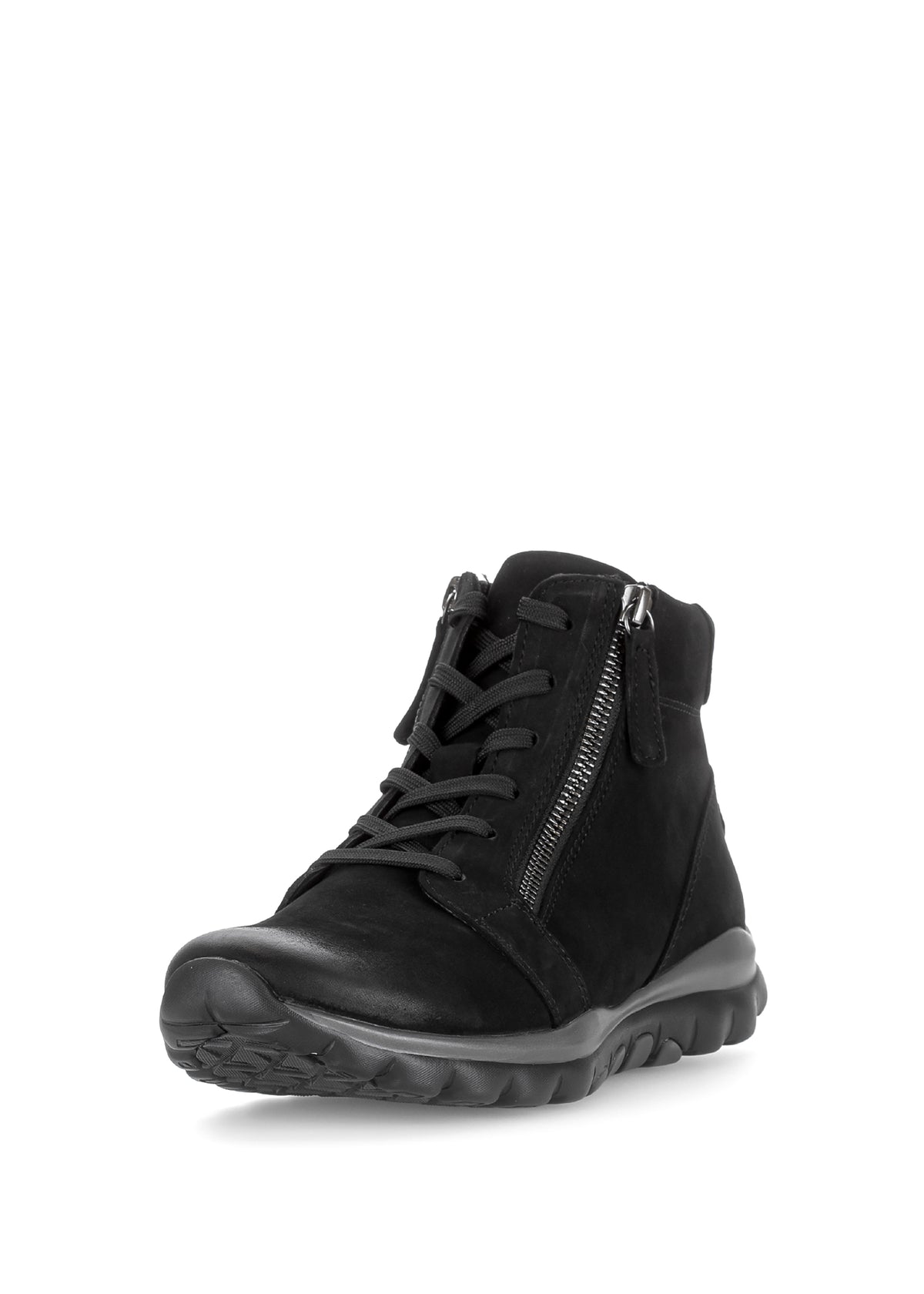 Ankle boots with two zippers – black leather, Rollingsoft