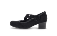 Pumps med kardborreband – klack, svart nubuckläder