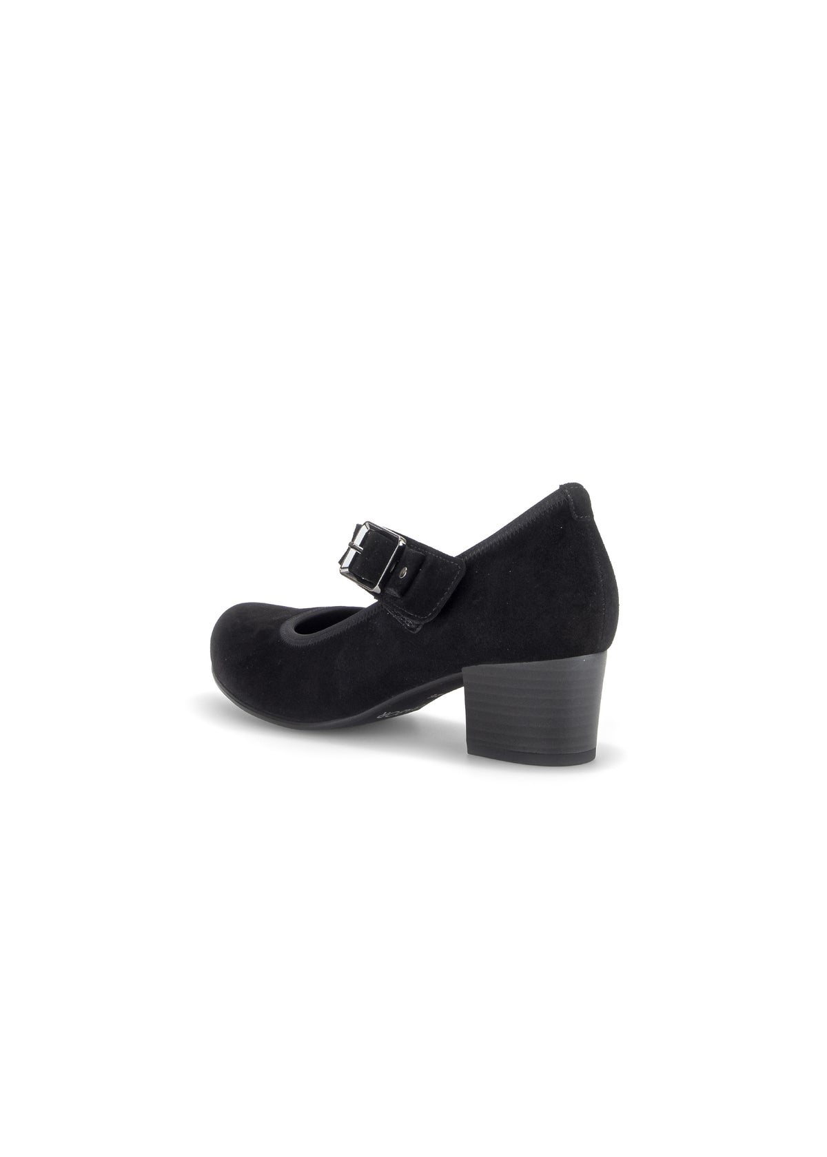 Pumps med kardborreband – klack, svart nubuckläder