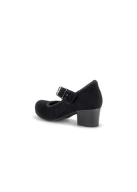Pumps med kardborreband – klack, svart nubuckläder