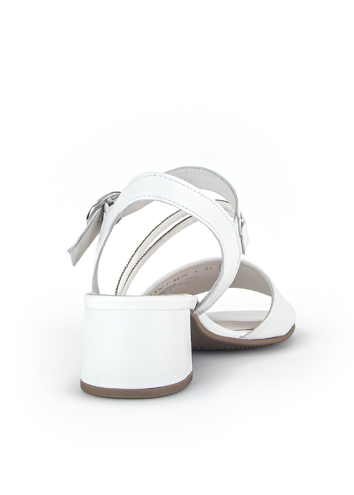 Festive sandals with block heel - white leather, silver straps
