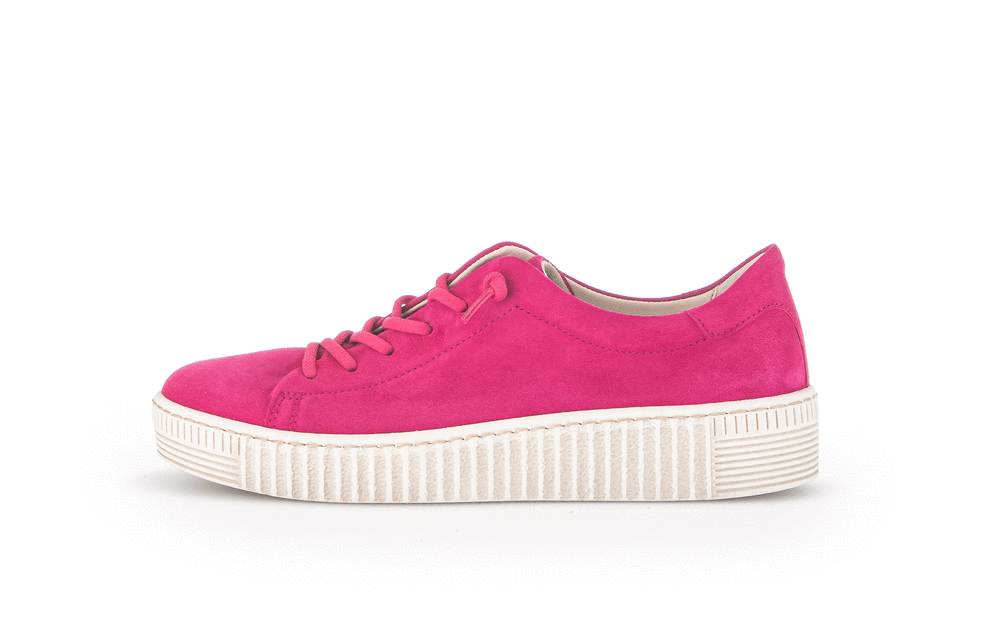 Sneakers med tjock sula - rosa mockaläder, elastiska band