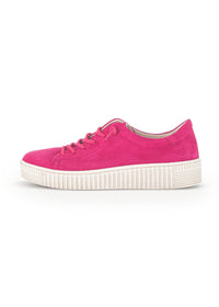Sneakers med tjock sula - rosa mockaläder, elastiska band