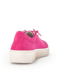 Sneakers med tjock sula - rosa mockaläder, elastiska band
