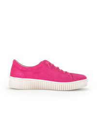 Sneakers med tjock sula - rosa mockaläder, elastiska band