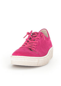 Sneakers med tjock sula - rosa mockaläder, elastiska band