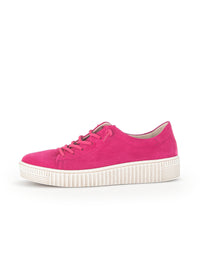 Sneakers med tjock sula - rosa mockaläder, elastiska band