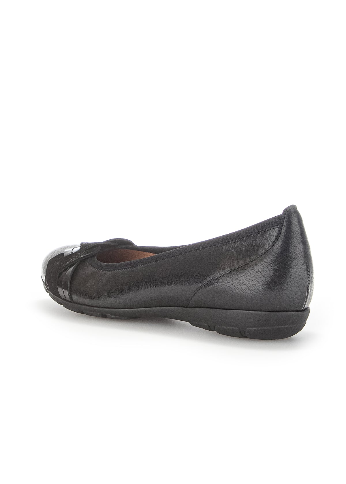 Ballerinaskor - svart läder, knuten prydnadsrem