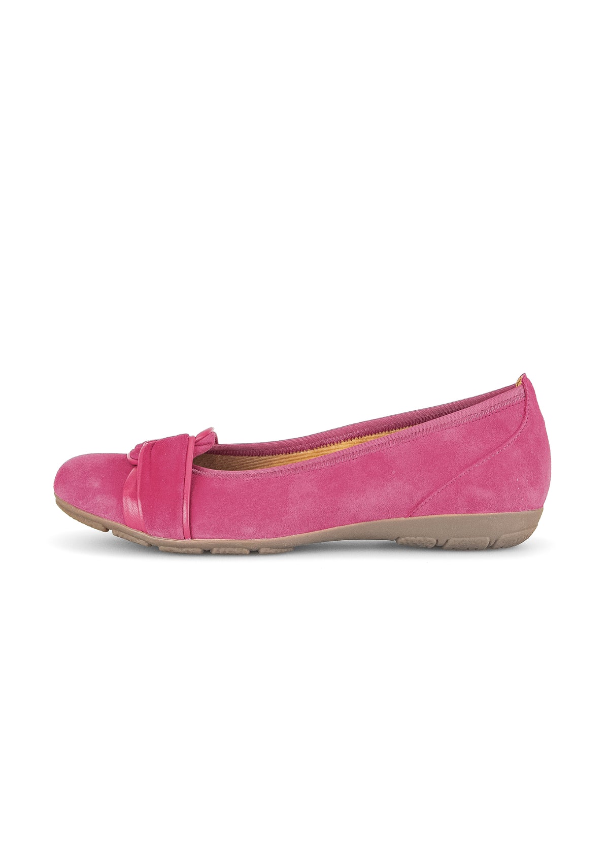 Ballerinaskor - rosa nubuckläder, knutdekoration