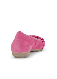 Ballerinaskor - rosa nubuckläder, knutdekoration