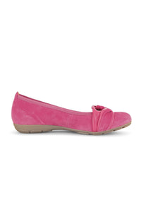 Ballerinaskor - rosa nubuckläder, knutdekoration