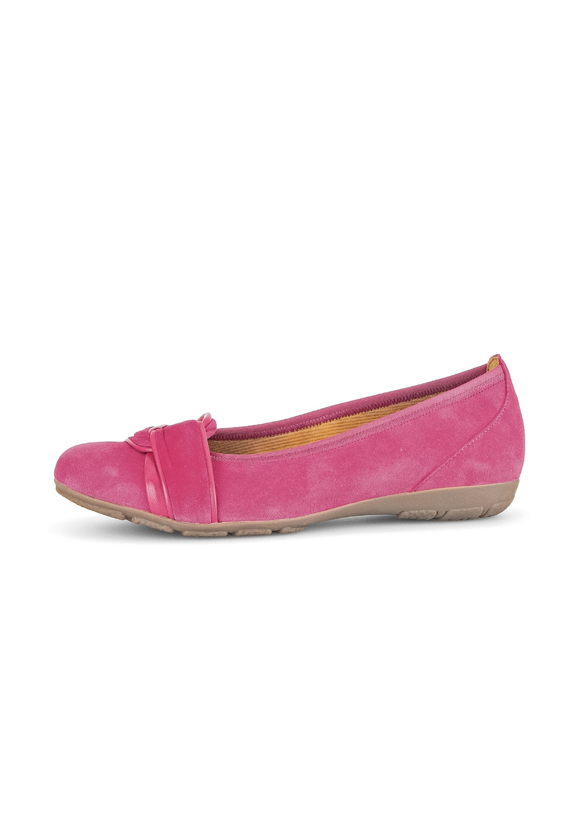 Ballerinaskor - rosa nubuckläder, knutdekoration