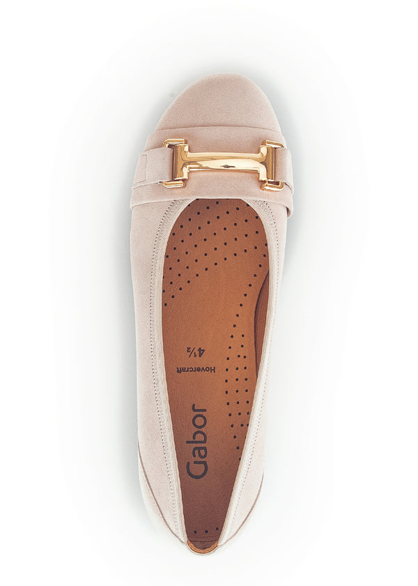 Ballet flats - light pink nubuck leather, buckle decoration