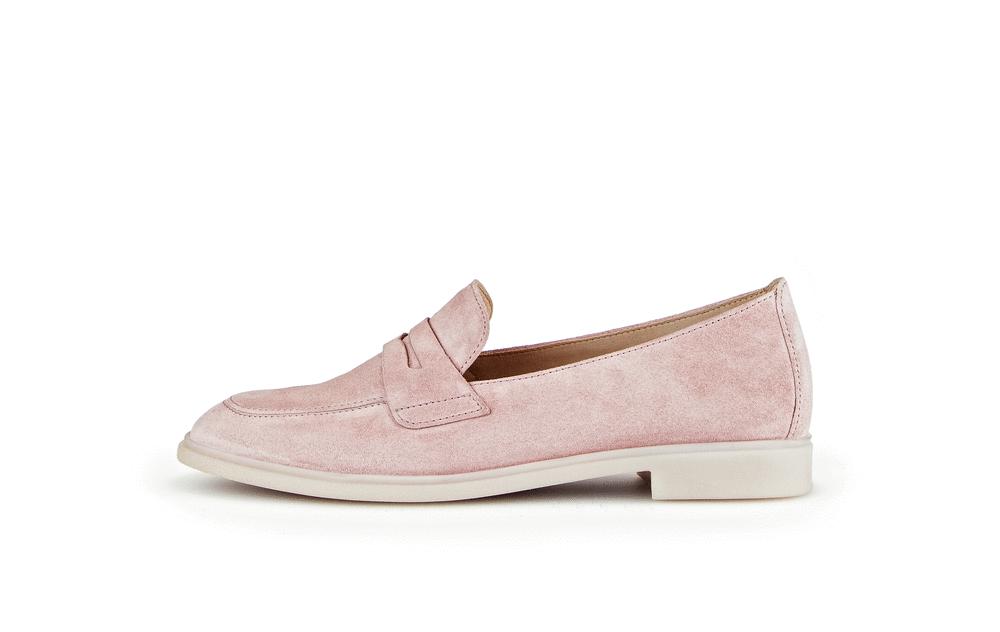 Loafers - light pink suede leather, leather loafer strap