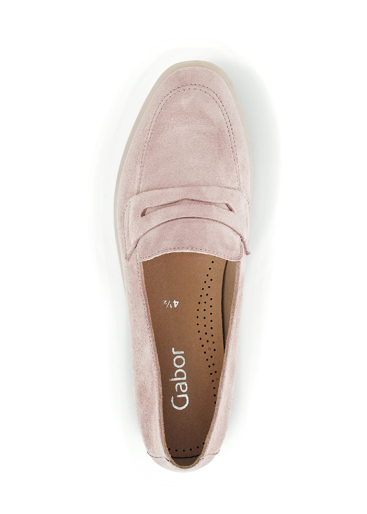 Loafers - light pink suede leather, leather loafer strap