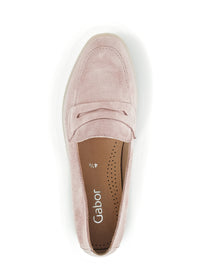 Loafers - light pink suede leather, leather loafer strap