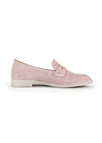 Loafers - light pink suede leather, leather loafer strap