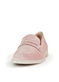 Loafers - light pink suede leather, leather loafer strap