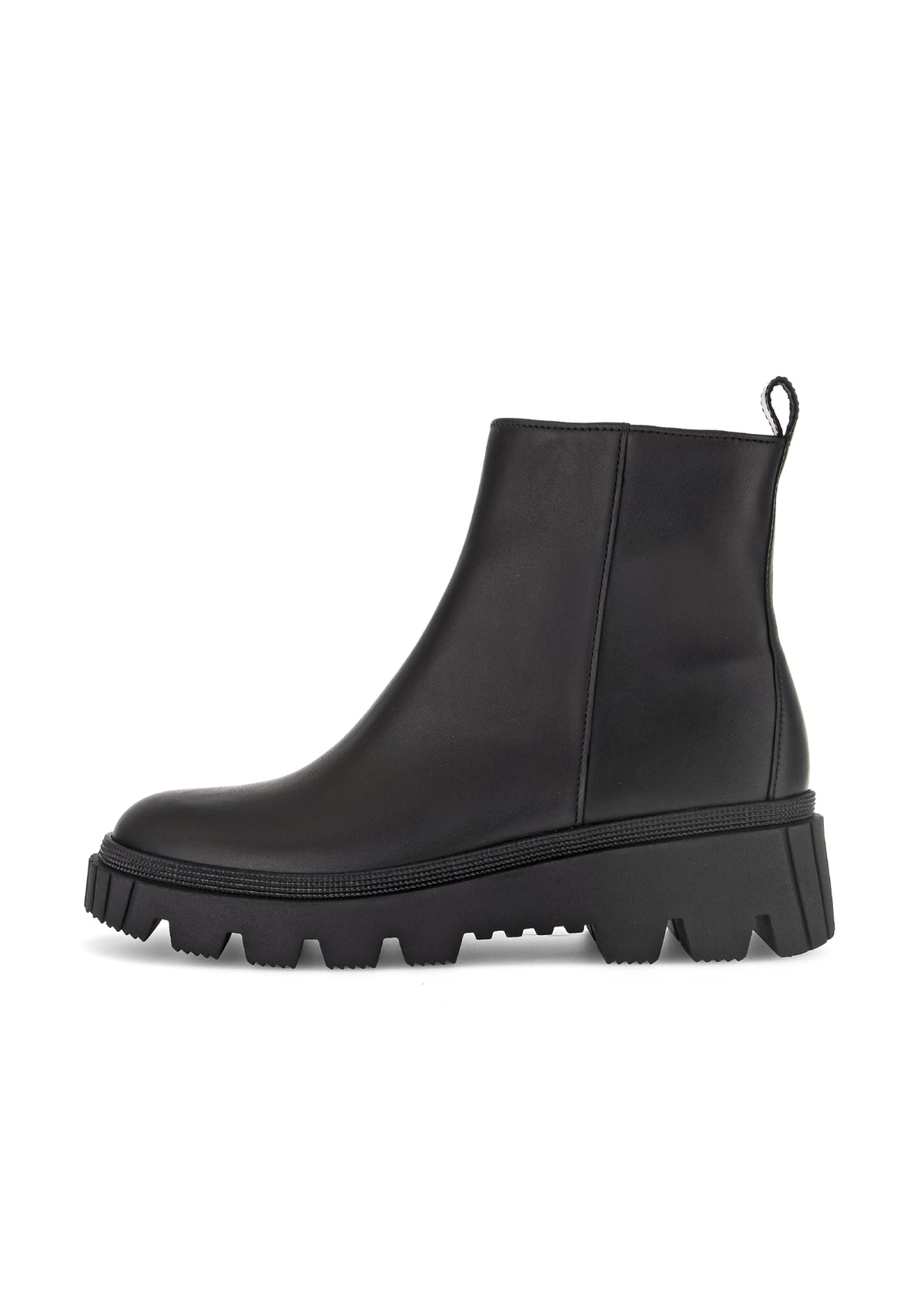 Strapless ankle boots with combat sole - black leather