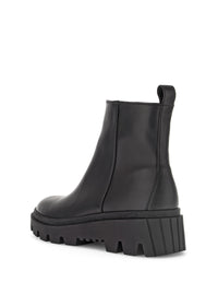 Strapless ankle boots with combat sole - black leather