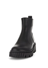 Strapless ankle boots with combat sole - black leather