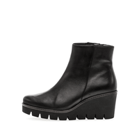 Strapless ankle boots with wedge heel - black leather