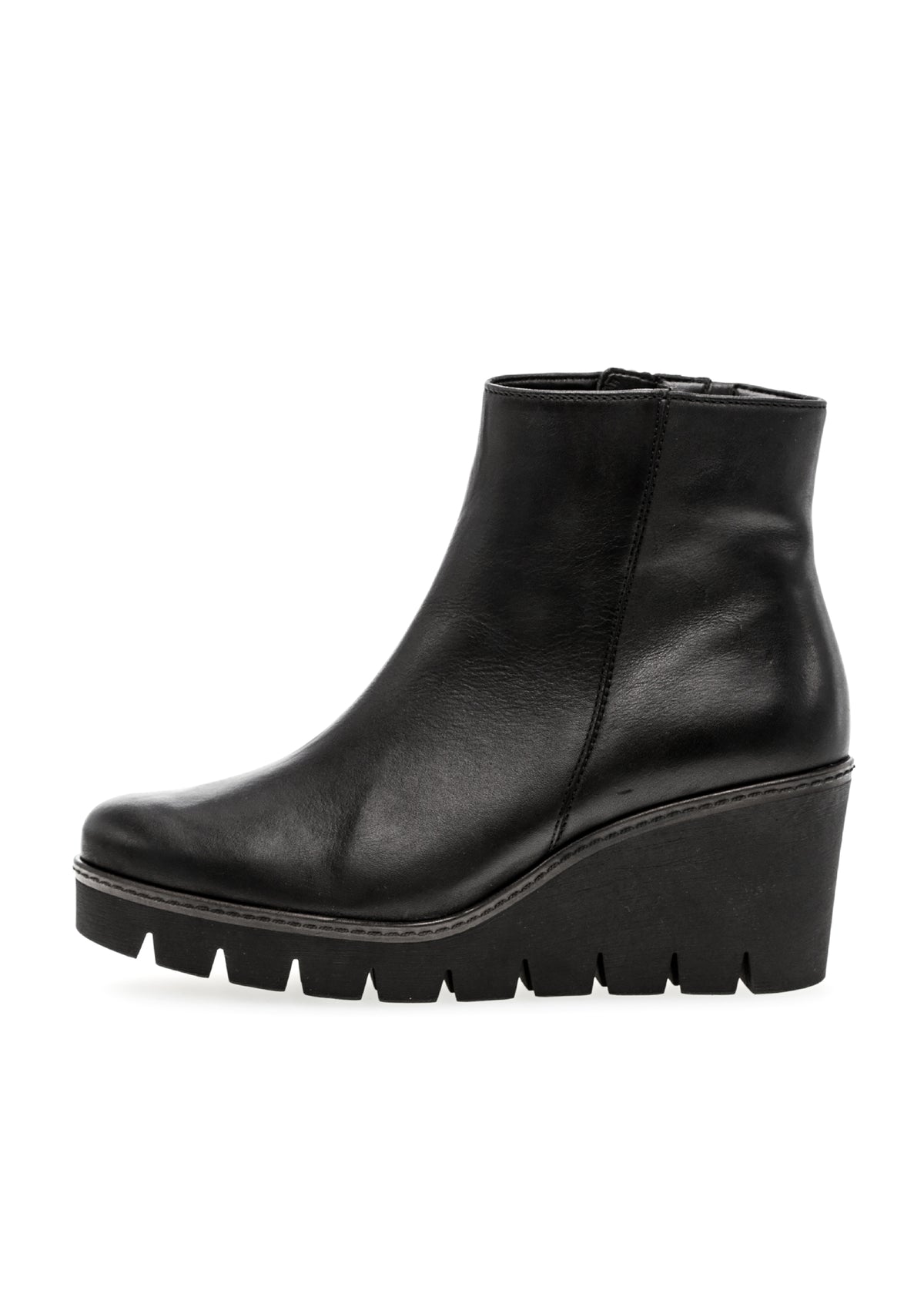 Strapless ankle boots with wedge heel - black leather
