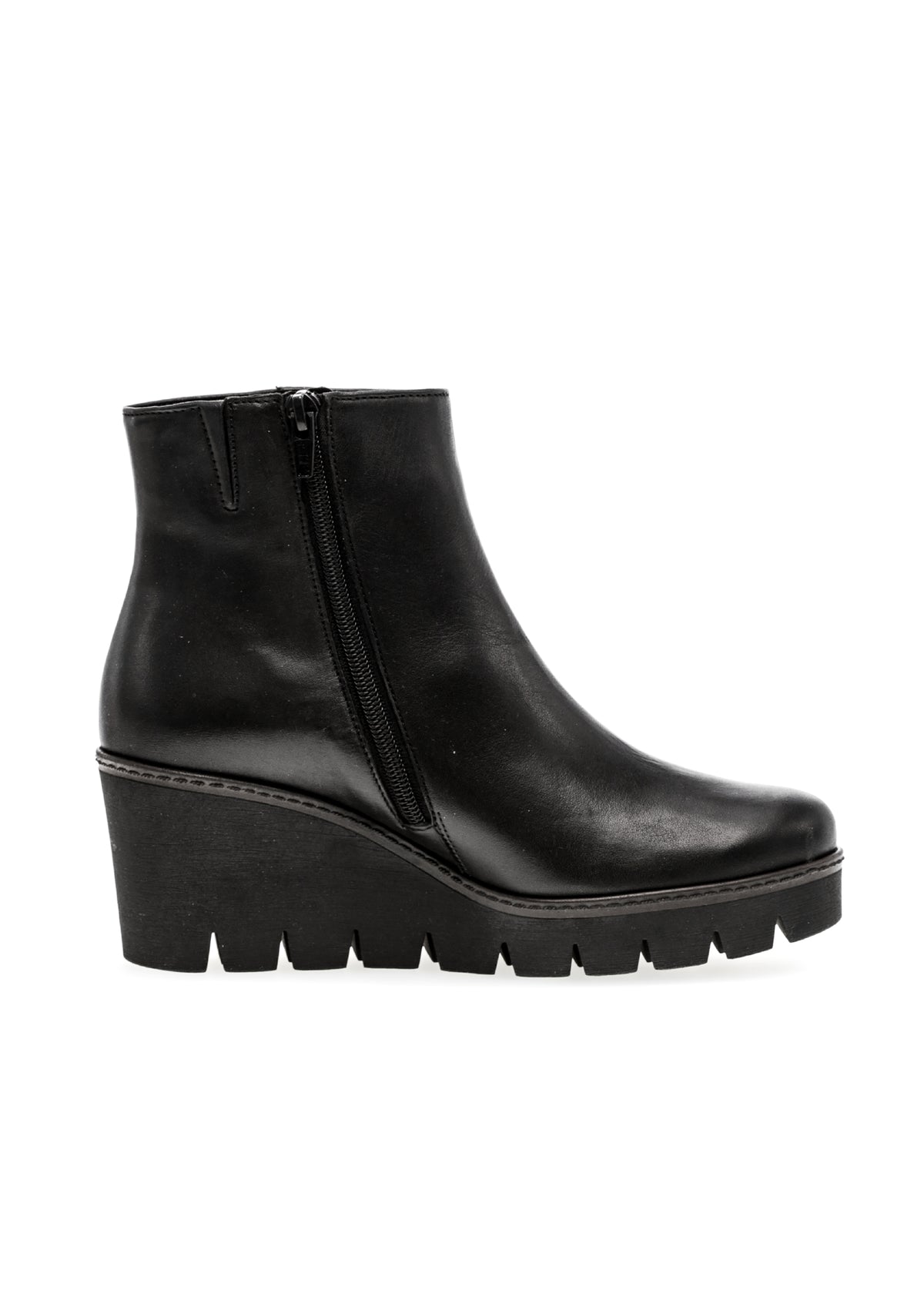 Strapless ankle boots with wedge heel - black leather