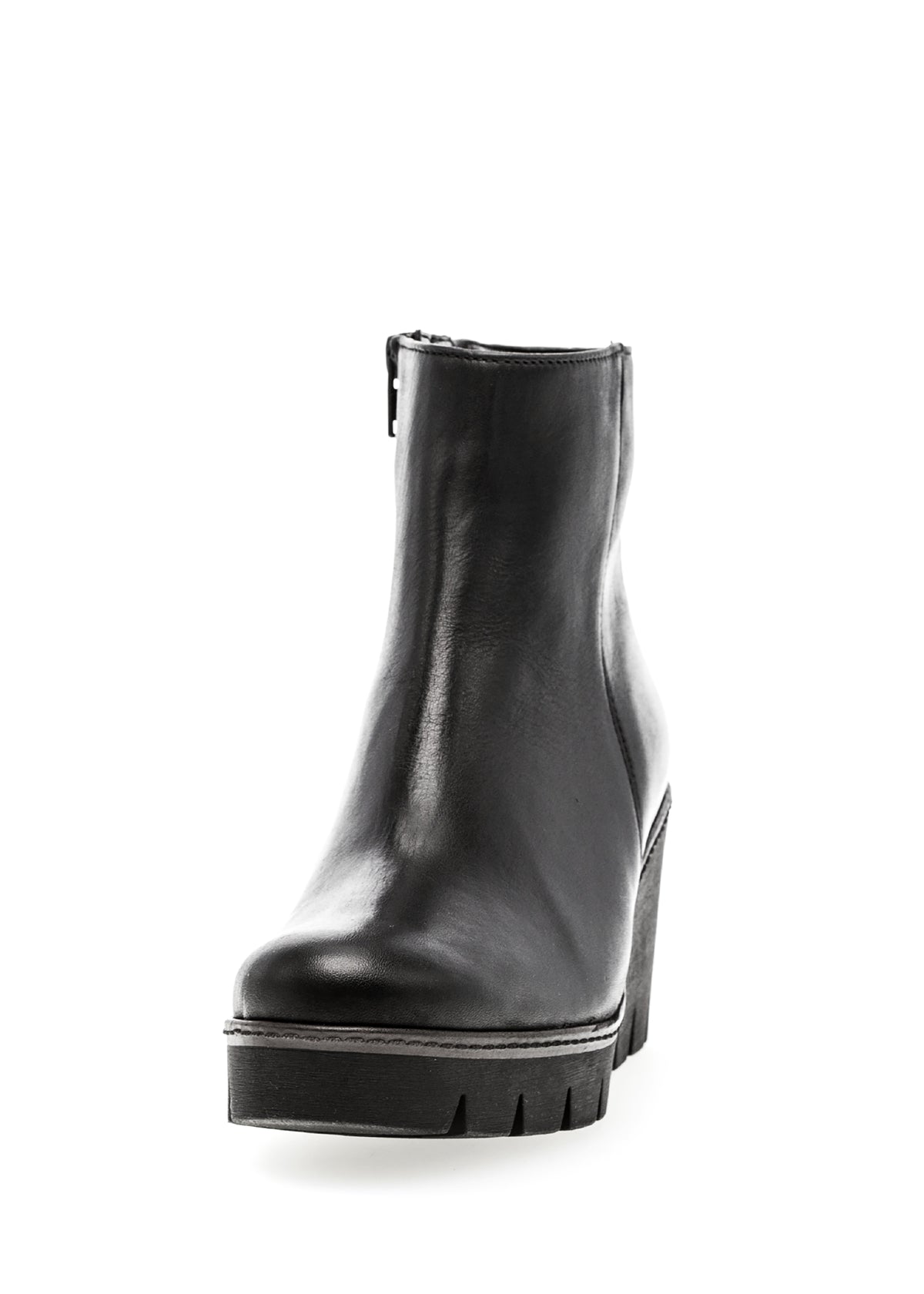 Strapless ankle boots with wedge heel - black leather