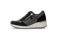 Sneakers with white wedge sole - black leather