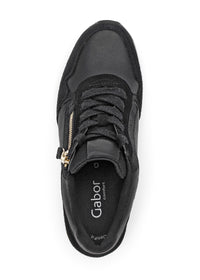 Sneakers with white wedge sole - black leather