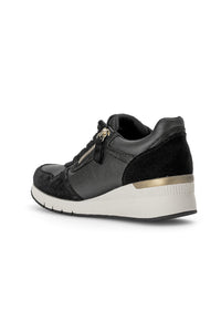 Sneakers with white wedge sole - black leather