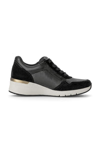 Sneakers with white wedge sole - black leather