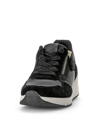 Sneakers with white wedge sole - black leather