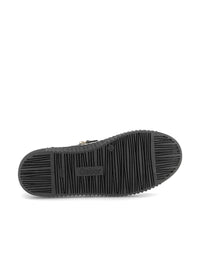 Sneakers with a chunky sole - black patent leather, gold embellishments