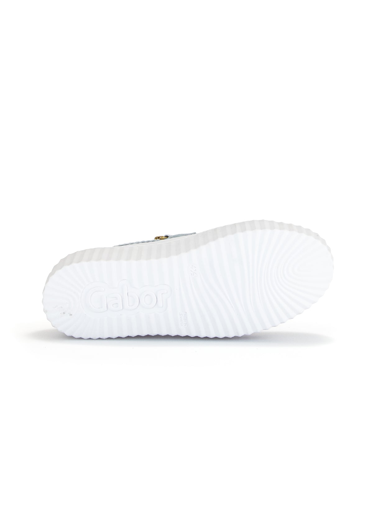 Sneakers with thick soles - white leather, golden bumblebees