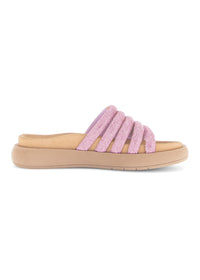 Sticktoffelsandaler - rosa, metallglitter