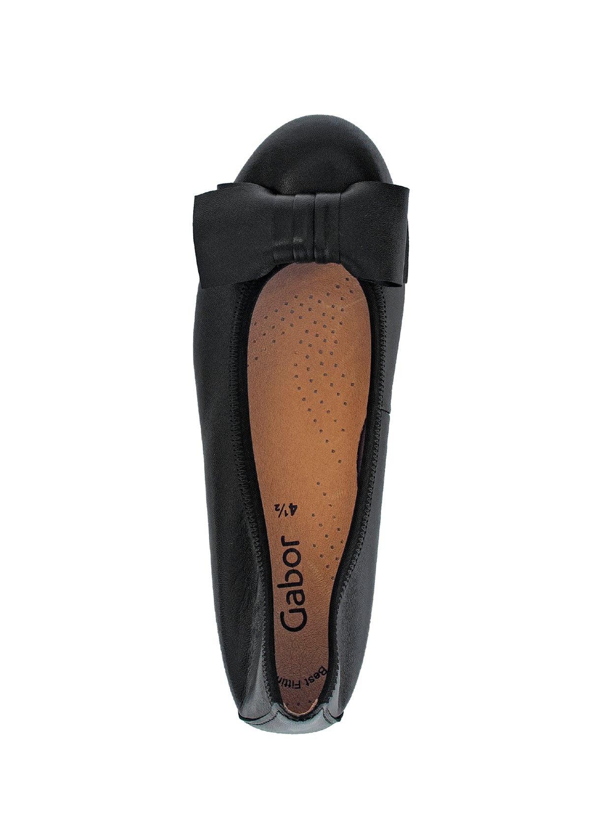 Ballet flats - black leather, bow