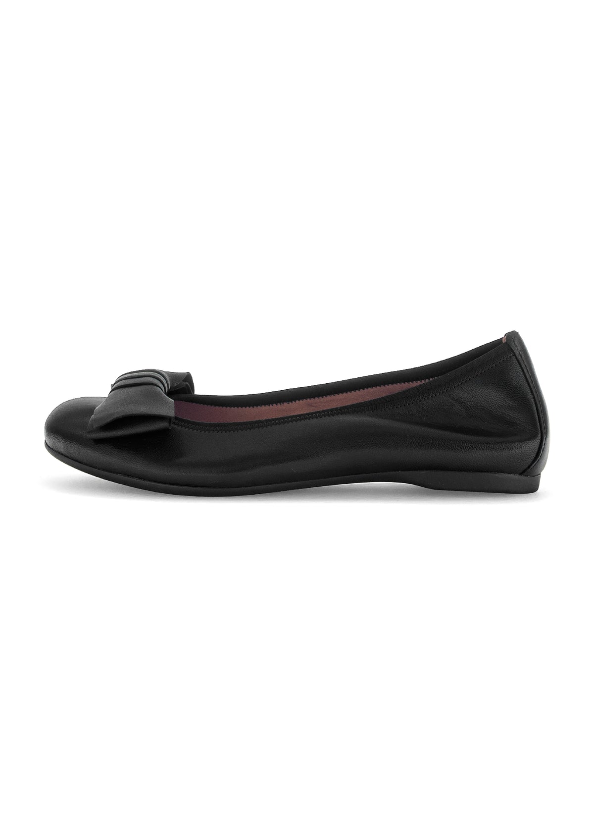 Ballet flats - black leather, bow