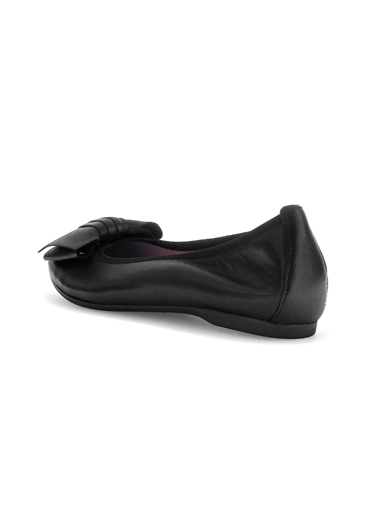 Ballet flats - black leather, bow
