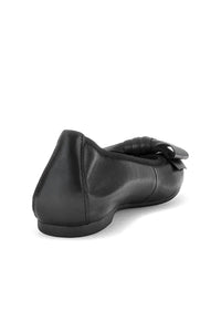 Ballet flats - black leather, bow